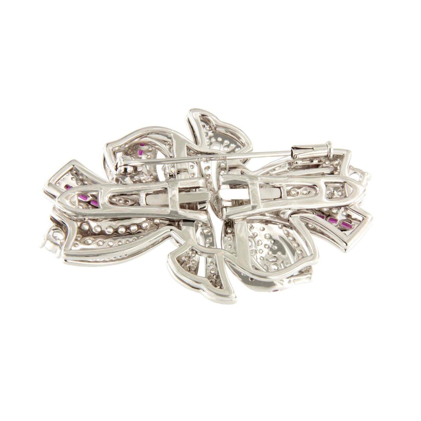 Broche LAZO desmontable en pendientes de plata 925 ml y circonitas rubí