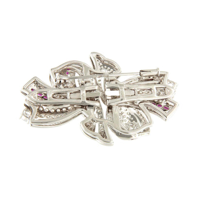 Broche LAZO desmontable en pendientes de plata 925 ml y circonitas rubí