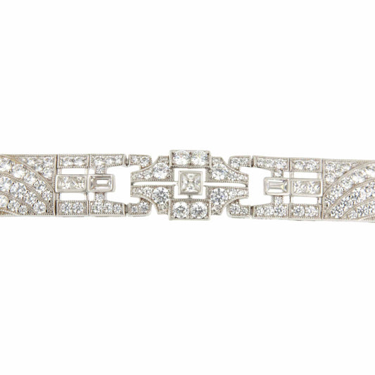 Pulsera AMAZONIA, arte decó en plata 1ª ley con circonitas
