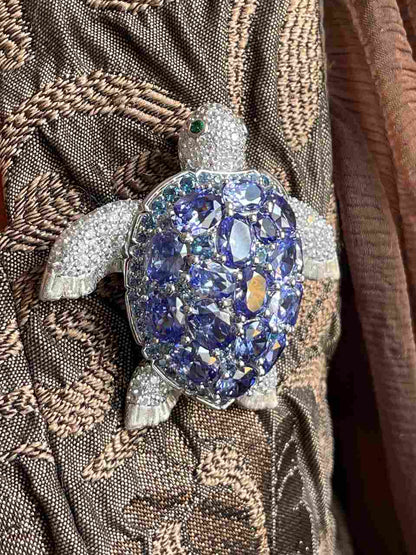 Broche tortuga MARINA de plata 925 ml con circonitas