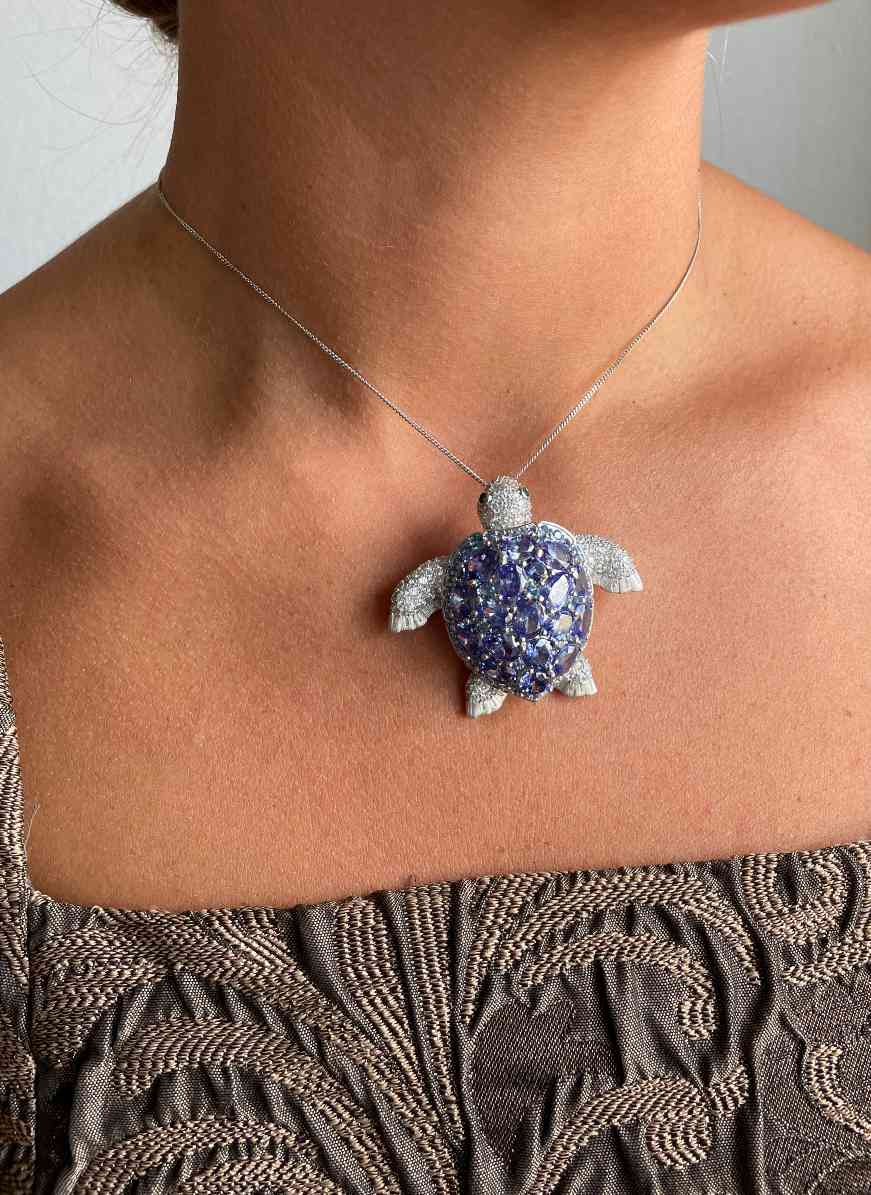 Broche tortuga MARINA de plata 925 ml con circonitas