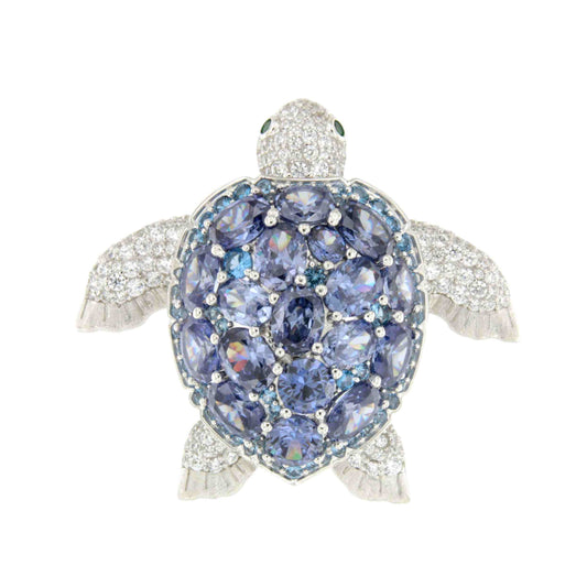 FAUSTA brooch, a wonderful tutti frutti design in 925 sterling silver with cubic zirconia
