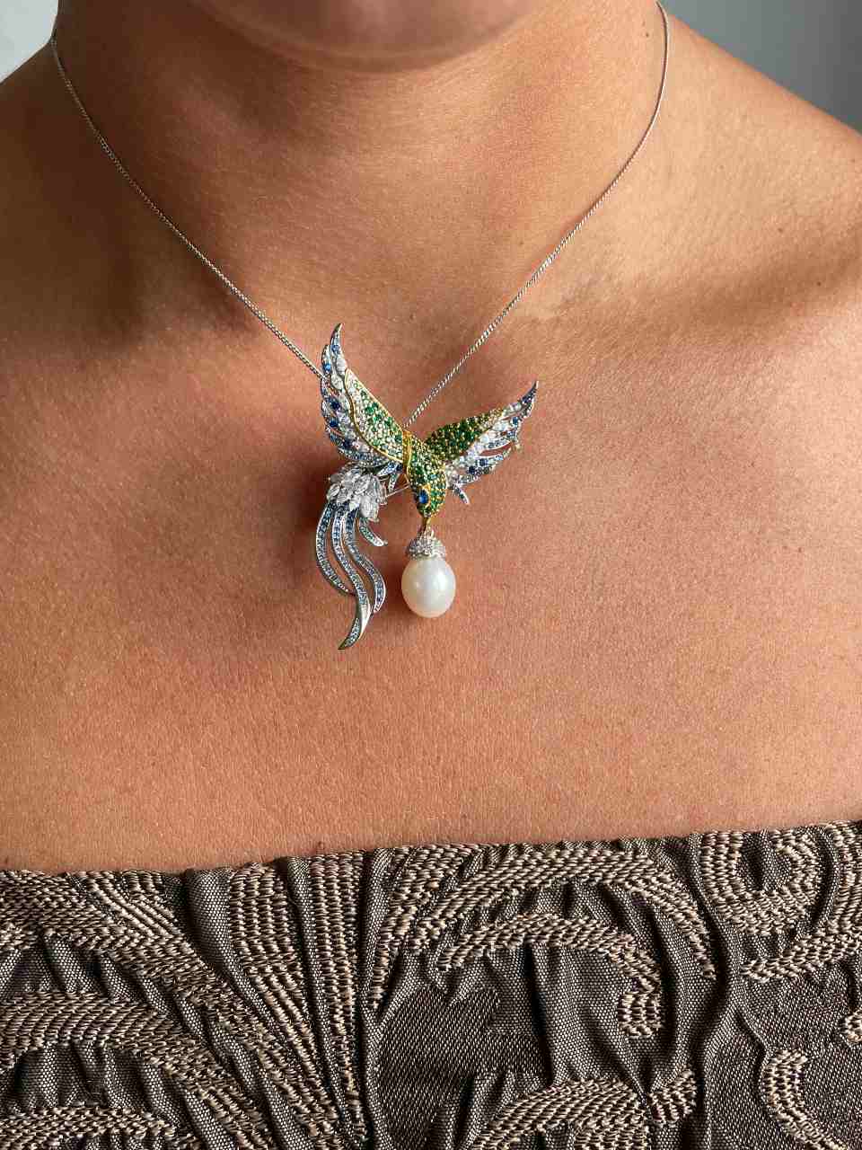 Broche COLORIA de plata 925 ml con circonitas y perla cultivada