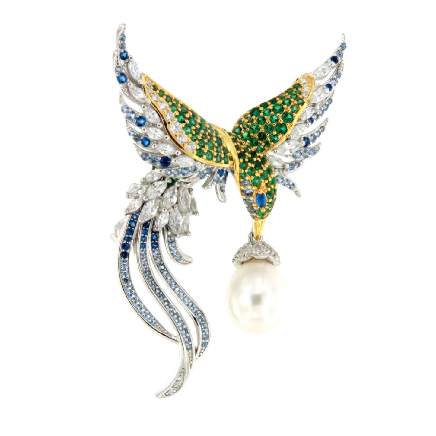 Broche COLORIA de plata 925 ml con circonitas y perla cultivada