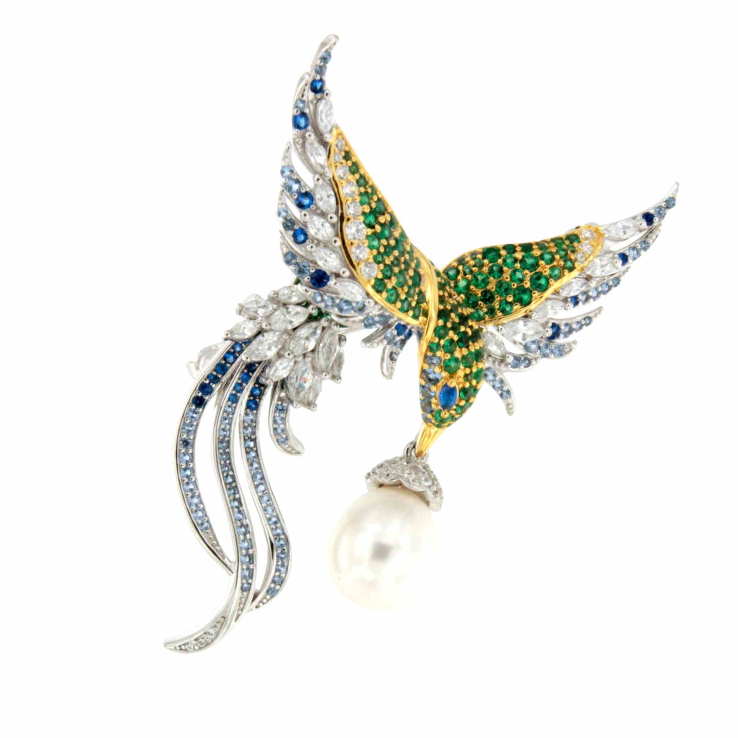 Broche COLORIA de plata 925 ml con circonitas y perla cultivada