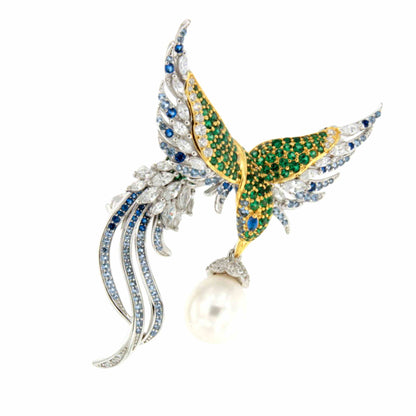 Broche COLORIA de plata 925 ml con circonitas y perla cultivada