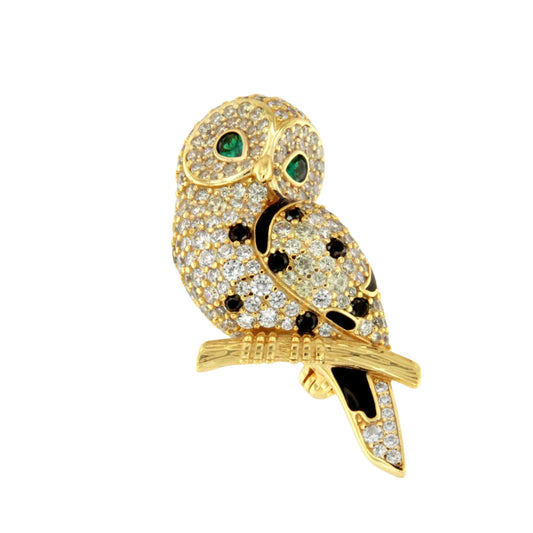 POSEIDON brooch in 925 sterling silver with cubic zirconia, enamel and stones