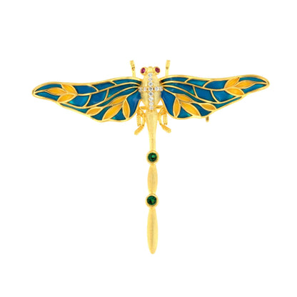 Broche LIBÉLULA plata de 925 ml con baño de oro amarillo 18 ktes y esmalte