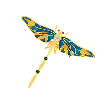 Broche LIBÉLULA plata de 925 ml con baño de oro amarillo 18 ktes y esmalte