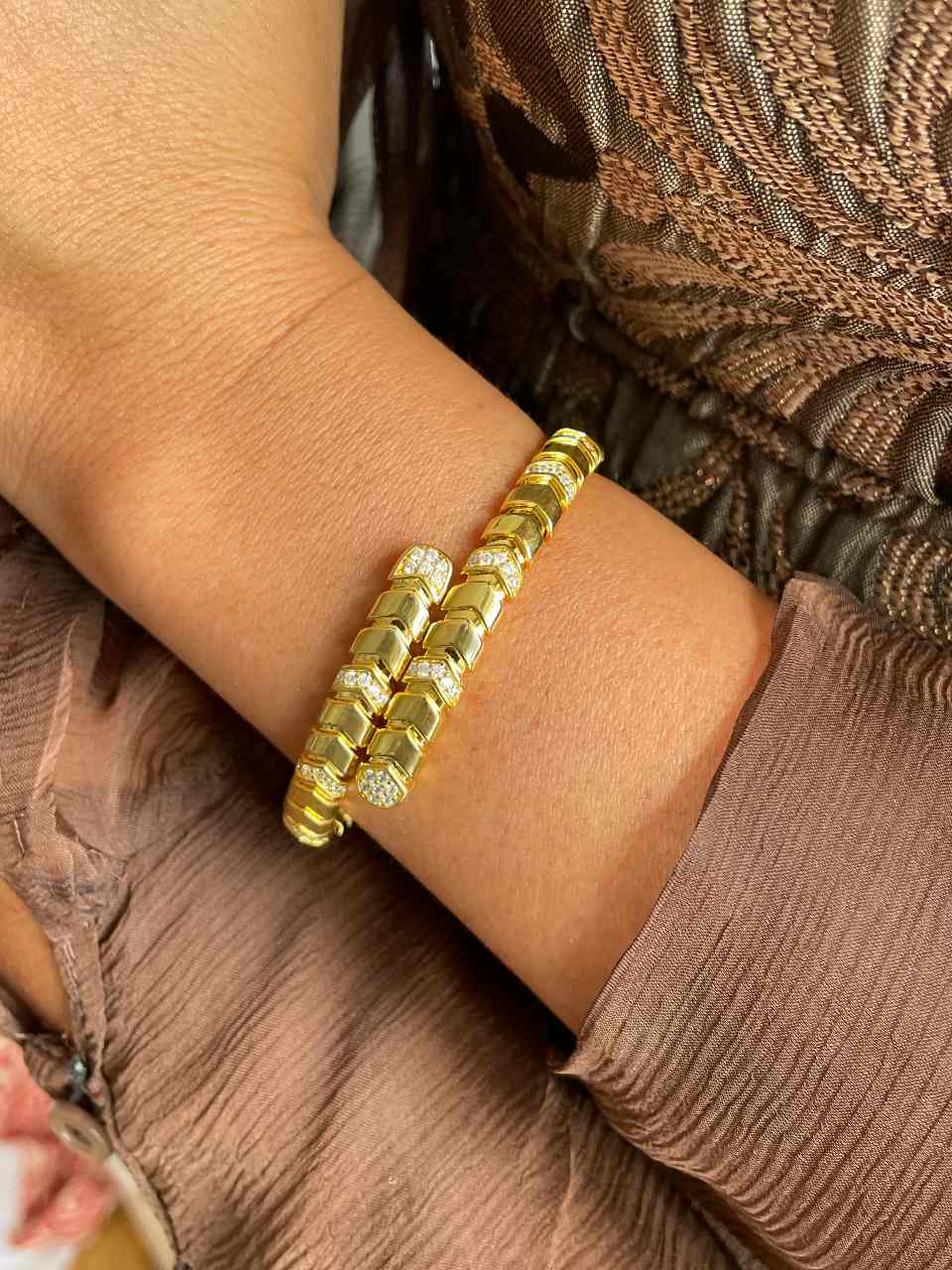 Pulsera OCEANA articulada de plata bañada en oro de 18 ktes