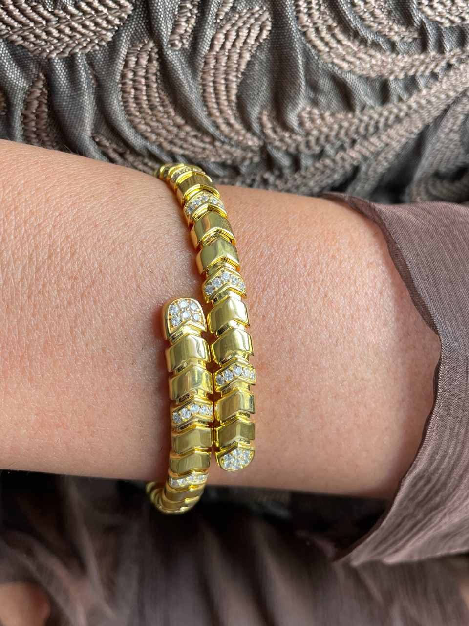Pulsera OCEANA articulada de plata bañada en oro de 18 ktes