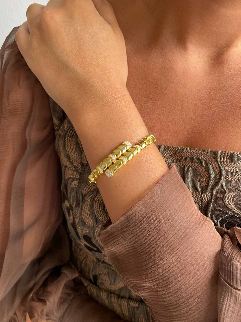 Pulsera OCEANA articulada de plata bañada en oro de 18 ktes
