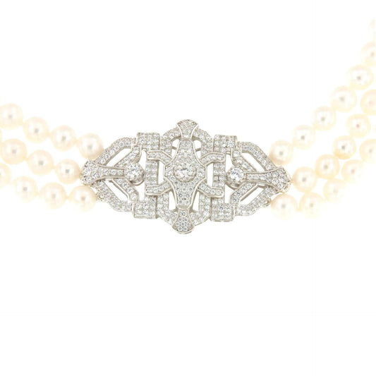 Choker SIRENA de perlas chinas con centro de plata y circonitas