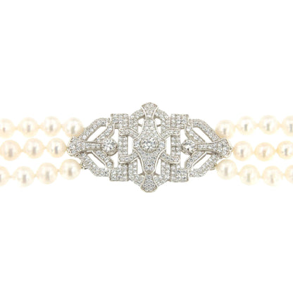 Choker SIRENA de perlas chinas con centro de plata y circonitas