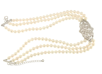 Choker SIRENA de perlas chinas con centro de plata y circonitas