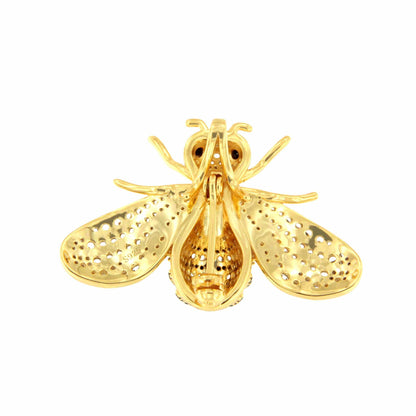 Broche MIEL plata de 925 ml con circonitas con perla cultivada de agua dulce