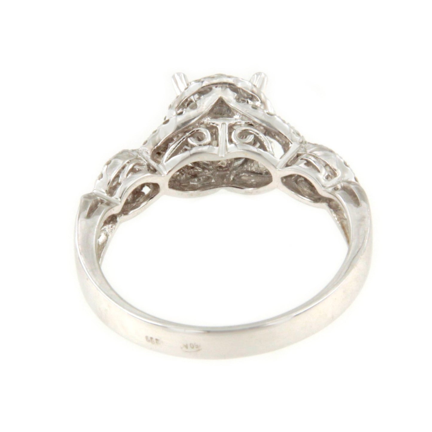 ACAI ring with rosette and halo and diamonds in 18-karat white gold
