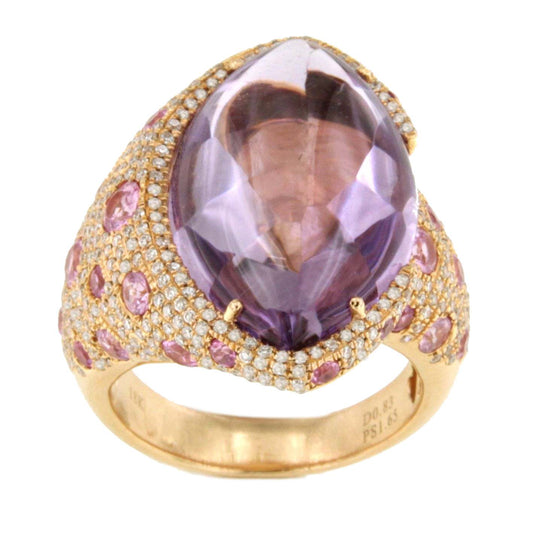 Anillo CASCAI oro rosa 18 kilates amatistas y brillantes