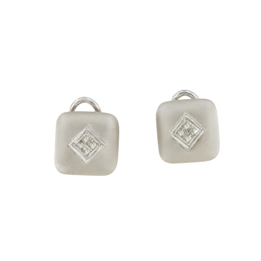 CAIMITO star earrings in 18k white gold with diamonds and baguettes