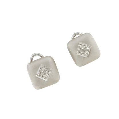 CAIMITO star earrings in 18k white gold with diamonds and baguettes