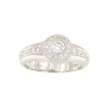 SENS solitaire ring with diamonds in 18-karat white gold