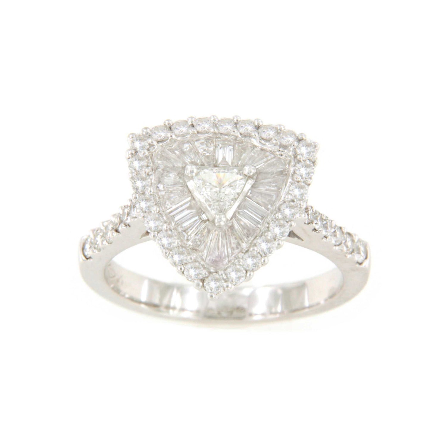 GEORGES ring in 18k white gold with diamonds, princess, maquis and baguettes.