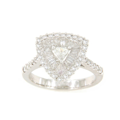 GEORGES ring in 18k white gold with diamonds, princess, maquis and baguettes.