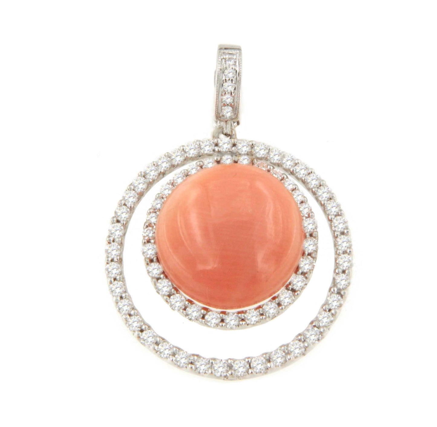 Tomatillo pendant, 18k white gold charm, diamonds and emerald