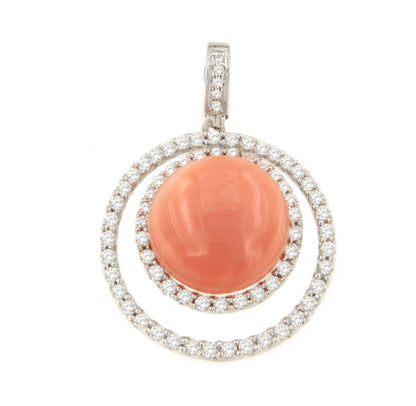 Tomatillo pendant, 18k white gold charm, diamonds and emerald