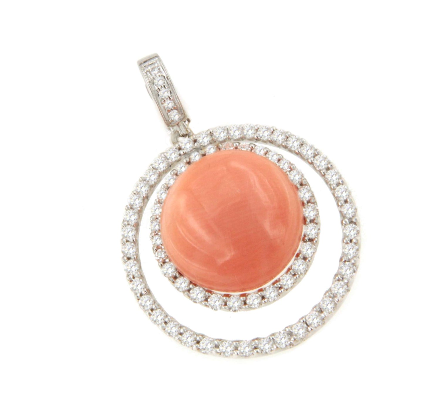 Tomatillo pendant, 18k white gold charm, diamonds and emerald