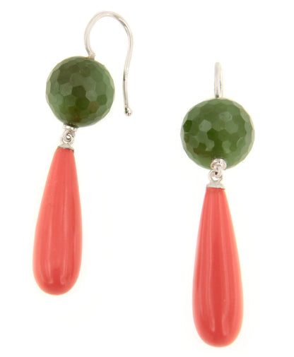 FINGI earring in 18-karat yellow gold and coral beads.