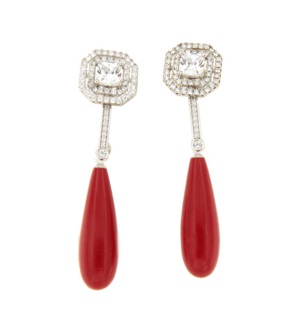 Perillas SALITRE para pendientes desmontables plata color coral