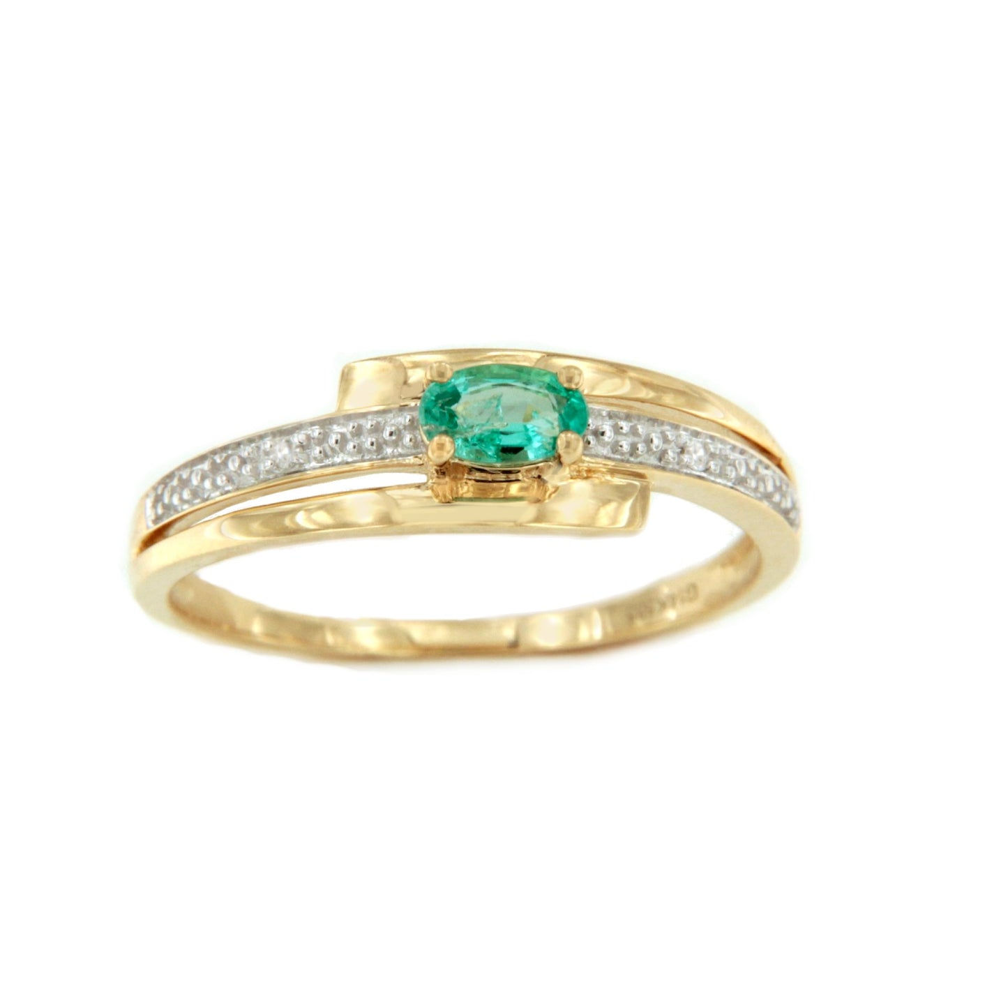 Anillo RASA zafiro, esmeralda o rubi y brillantes en oro de 14 ktes