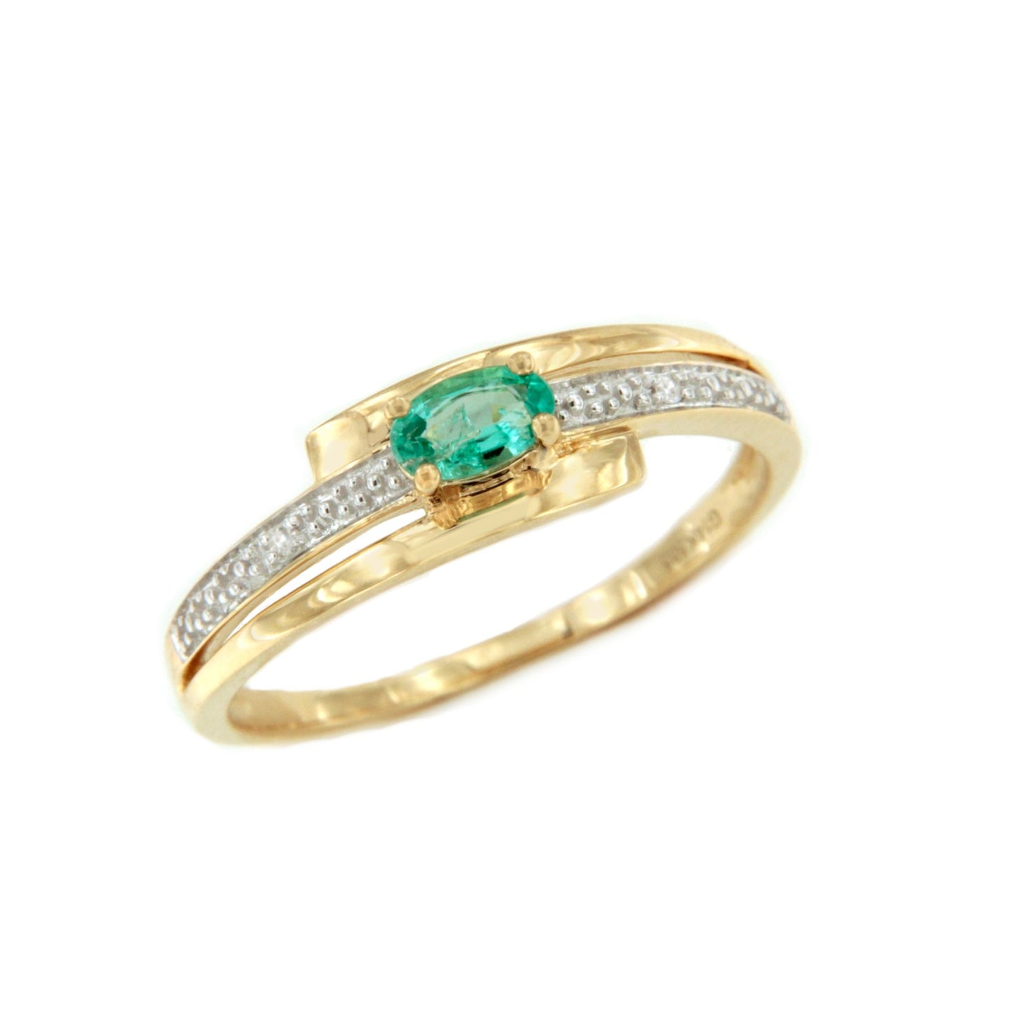 Anillo RASA zafiro, esmeralda o rubi y brillantes en oro de 14 ktes