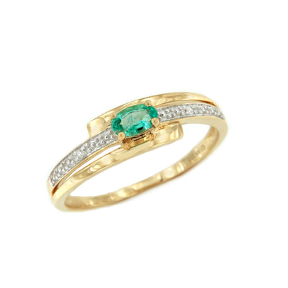Anillo RASA zafiro, esmeralda o rubi y brillantes en oro de 14 ktes