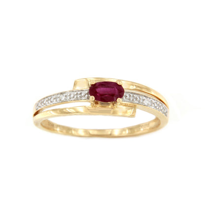 Anillo RASA zafiro, esmeralda o rubi y brillantes en oro de 14 ktes