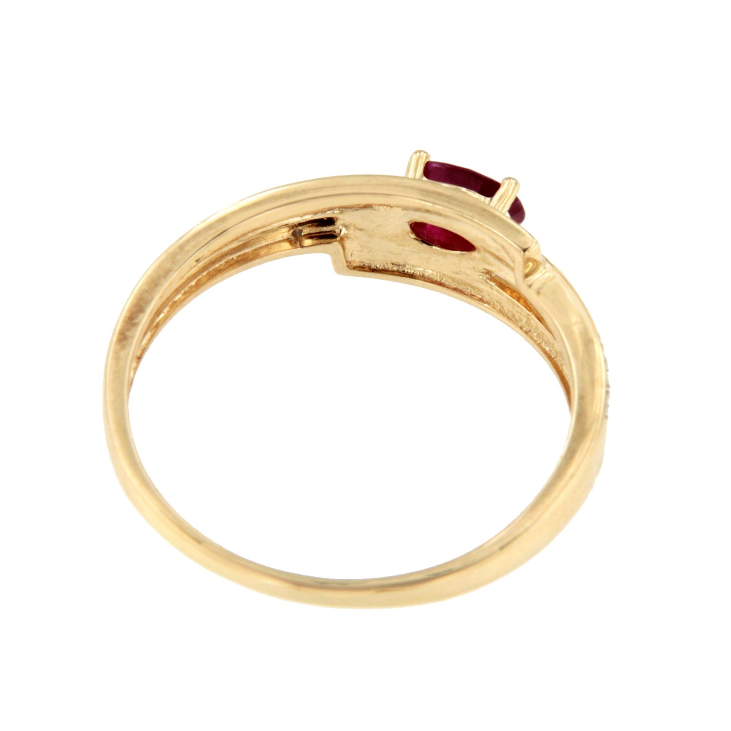 Anillo RASA zafiro, esmeralda o rubi y brillantes en oro de 14 ktes