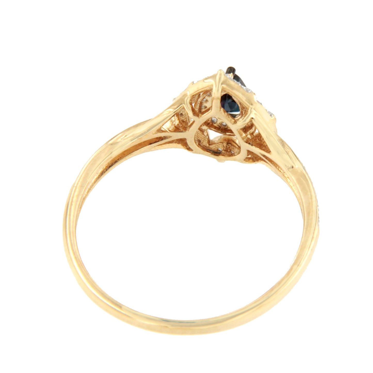 Anillo SAIREN con brillantes en oro amarillo de 14 ktes y esmeraldas