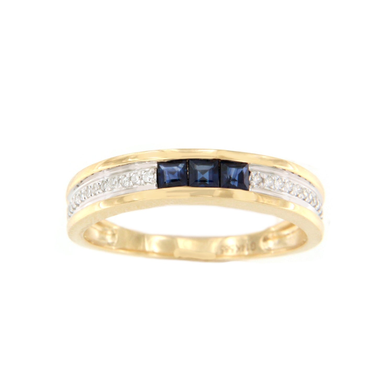 Anillo TISARA alianza con brillantes en oro amarillo de 14 ktes y rubies/esmeraldas