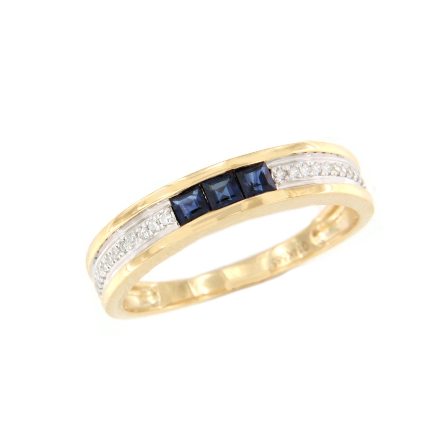 Anillo TISARA alianza con brillantes en oro amarillo de 14 ktes y rubies/esmeraldas