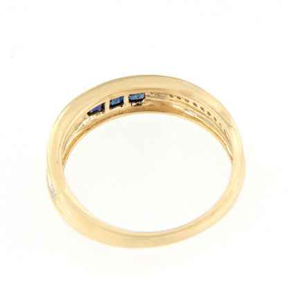 Anillo TISARA alianza con brillantes en oro amarillo de 14 ktes y rubies/esmeraldas