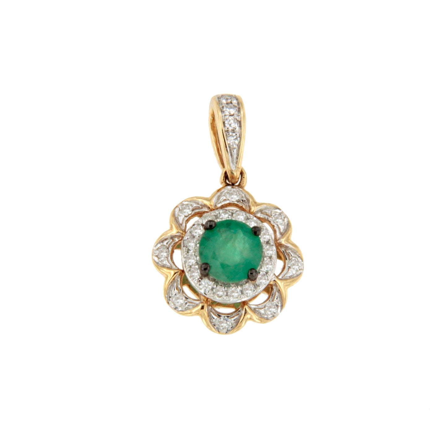 Colgante NAVIRA en oro rosa 14 ktes con brillantes y rubí