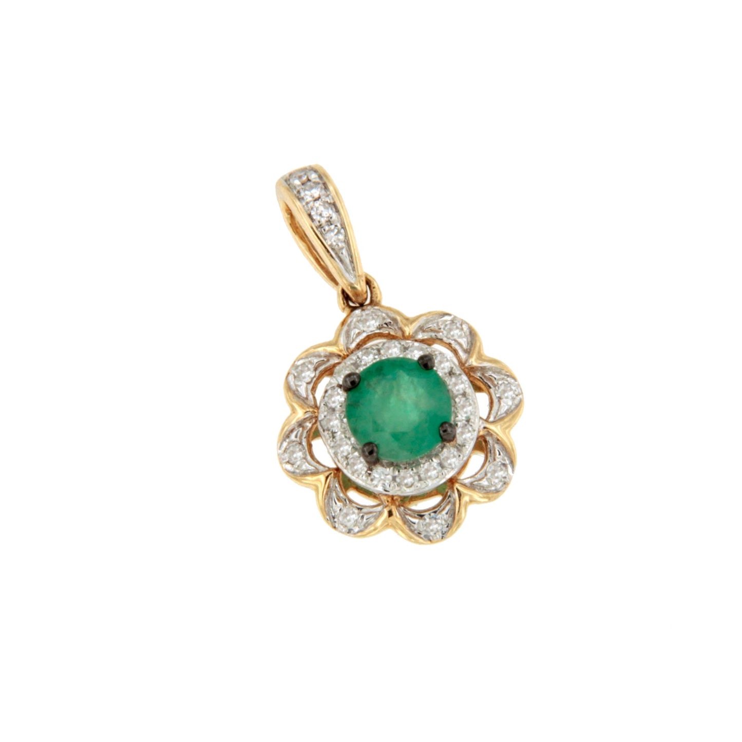 Colgante NAVIRA en oro rosa 14 ktes con brillantes y rubí