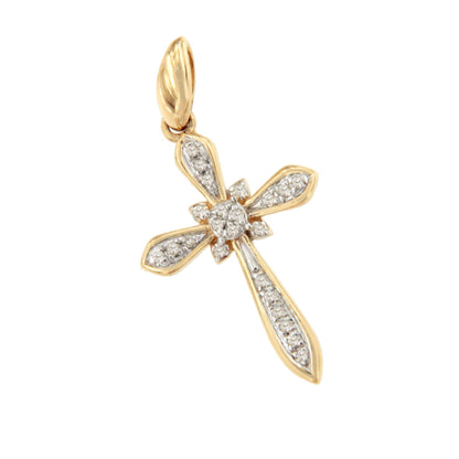 Cruz MECINAS en oro amarillo y blanco de 14 ktes con brillantes.