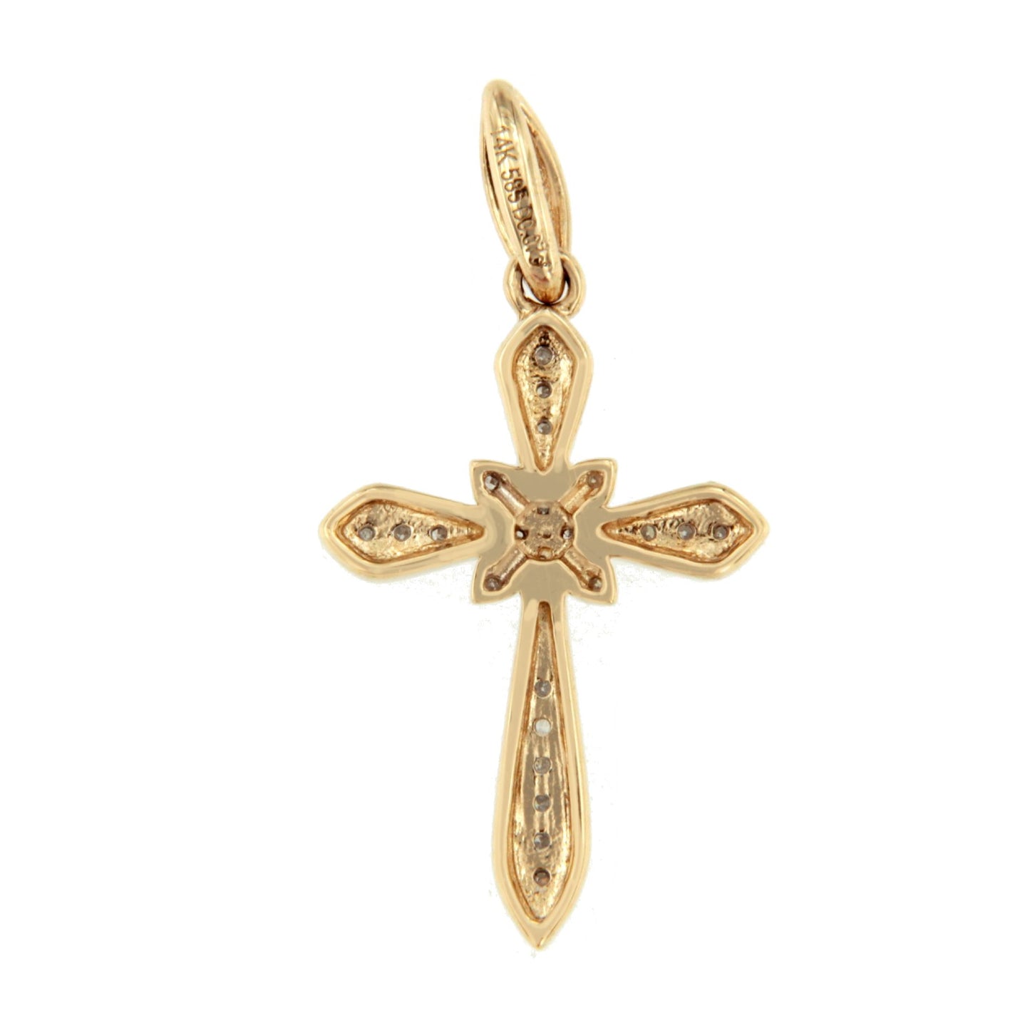 Cruz MECINAS en oro amarillo y blanco de 14 ktes con brillantes.