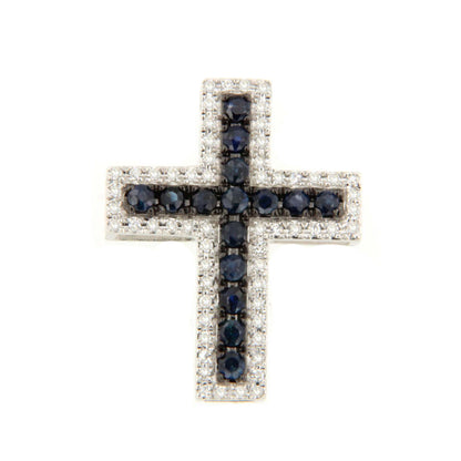 Cruz MINBO con zafiros o rubies con brillantes en oro 14 ktes