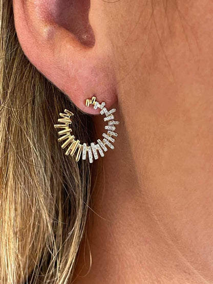 Pendientes PERGAMO circulo con brillantes en oro amarillo y blanco en 14 ktes