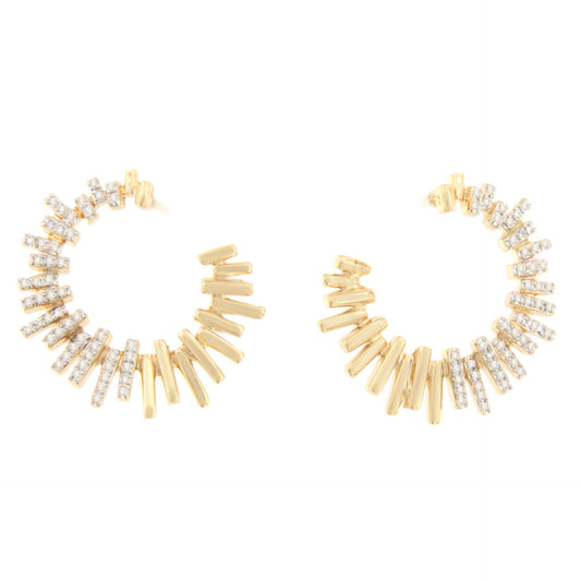 Pendientes PERGAMO circulo con brillantes en oro amarillo y blanco en 14 ktes