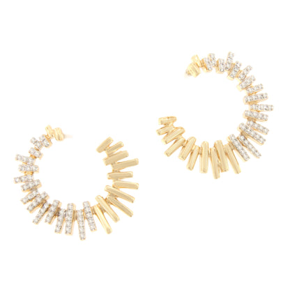 Pendientes PERGAMO circulo con brillantes en oro amarillo y blanco en 14 ktes