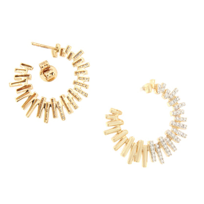 Pendientes PERGAMO circulo con brillantes en oro amarillo y blanco en 14 ktes